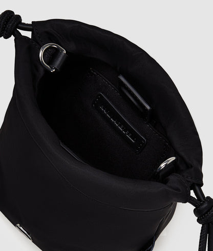 KarlLagerfeld Ikon Nylon Small Bucket Bag Black