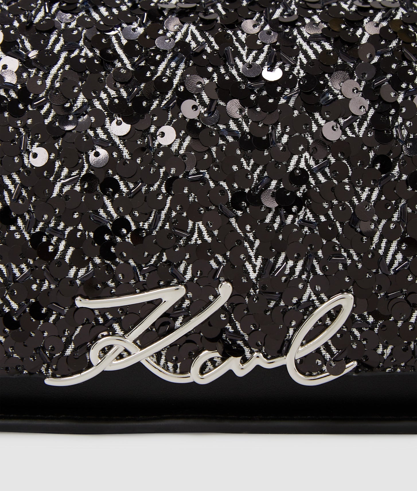 KarlLagerfeld Ksignature Sequin Crossbody Bag Herringbone Sequins