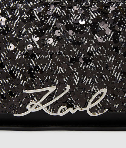 KarlLagerfeld Ksignature Sequin Crossbody Bag Herringbone Sequins