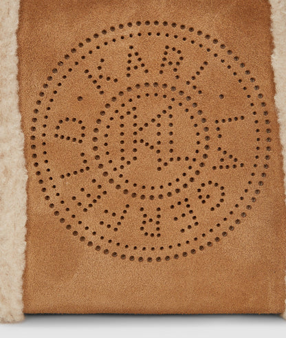 KarlLagerfeld Kcircle Small Shearling Bucket Bag Caramel