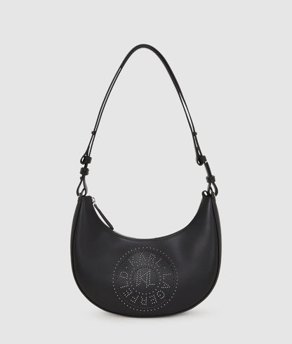 KarlLagerfeld Kcircle Studded Moon Shoulder Bag Black