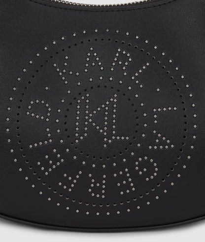 KarlLagerfeld Kcircle Studded Moon Shoulder Bag Black