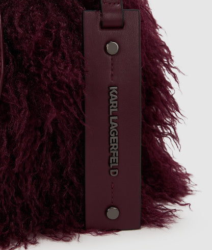 KarlLagerfeld Kweave Faux Fur Bucket Bag Windsor Wine