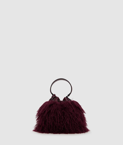 KarlLagerfeld Kweave Faux Fur Bucket Bag Windsor Wine