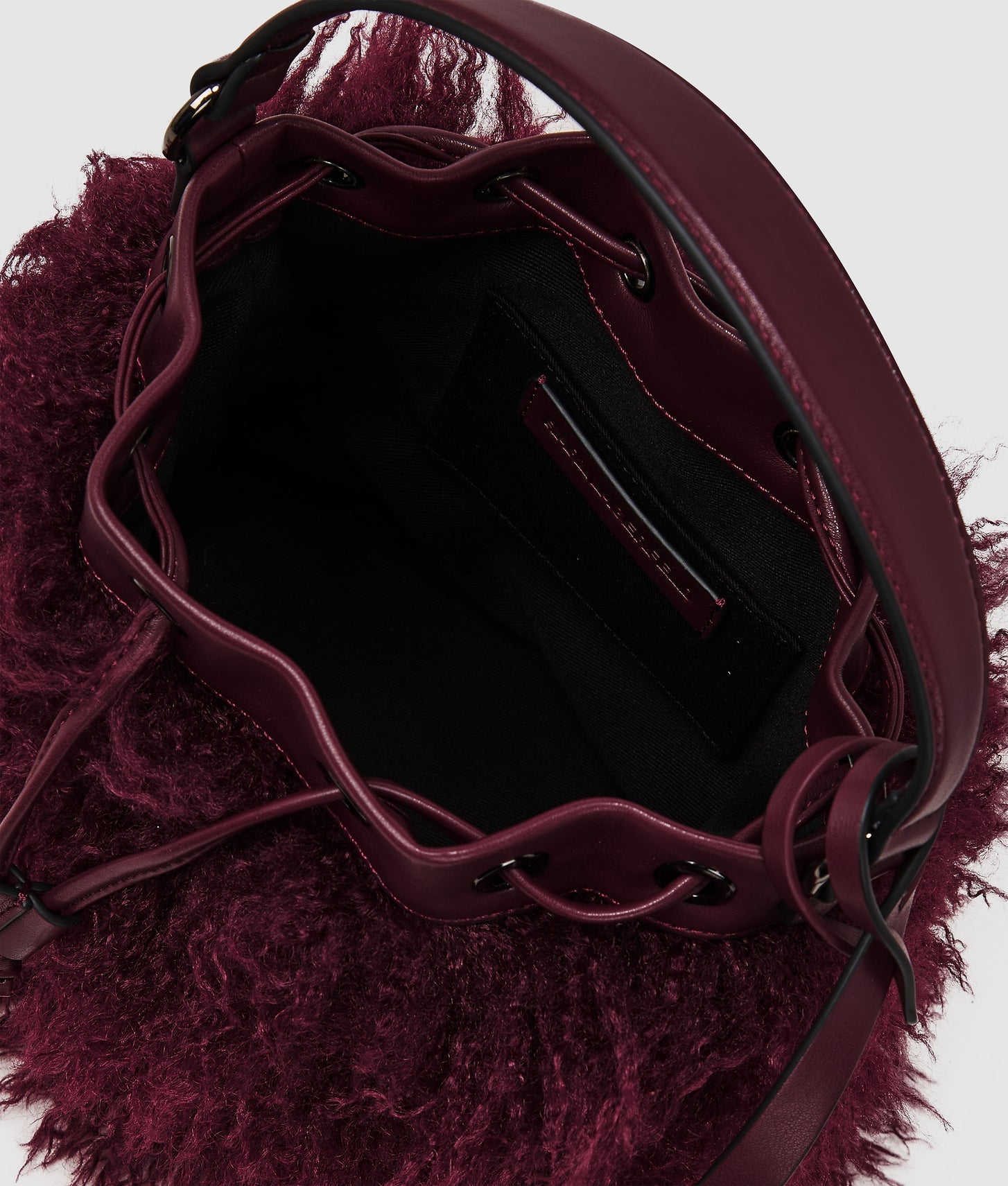 KarlLagerfeld Kweave Faux Fur Bucket Bag Windsor Wine