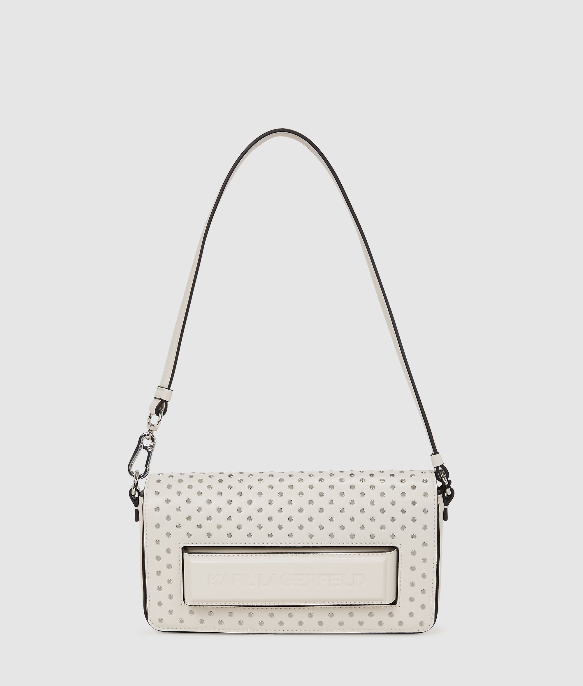 KarlLagerfeld Ikon K Studded Shoulder Bag Cement Embellishment