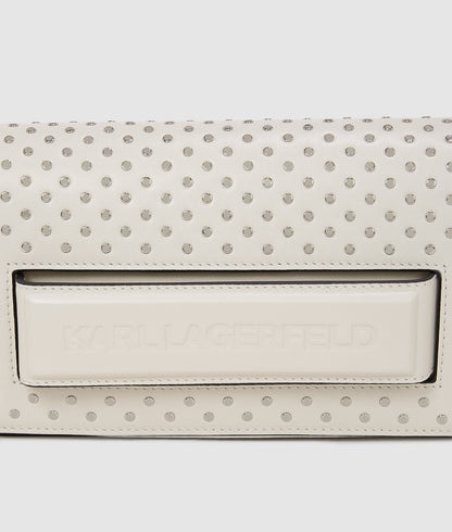KarlLagerfeld Ikon K Studded Shoulder Bag Cement Embellishment
