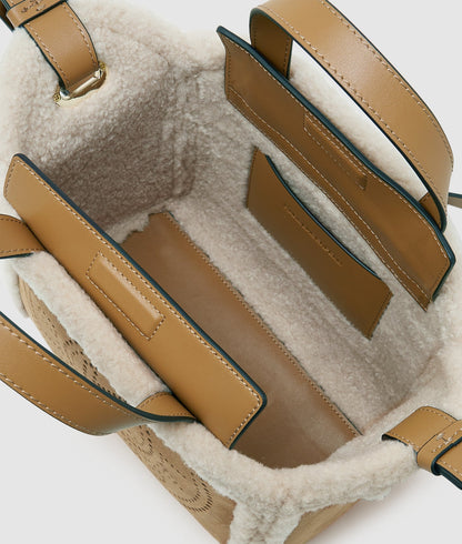 KarlLagerfeld Kcircle Small Shearling Tote Bag Caramel