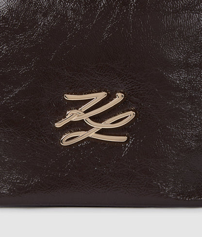 KarlLagerfeld Kautograph Small Glossy Bucket Bag Tobacco