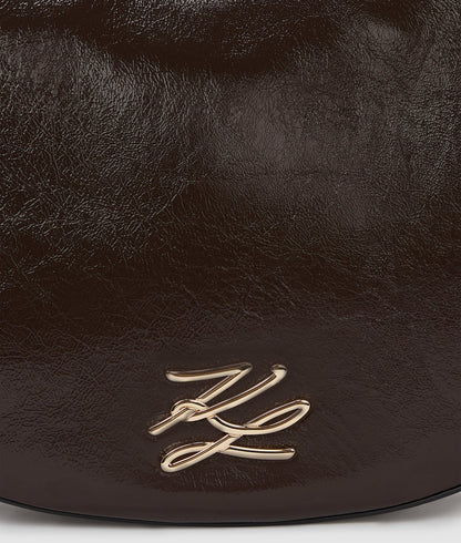 KarlLagerfeld Kautograph Glossy Moon Shoulder Bag Tobacco