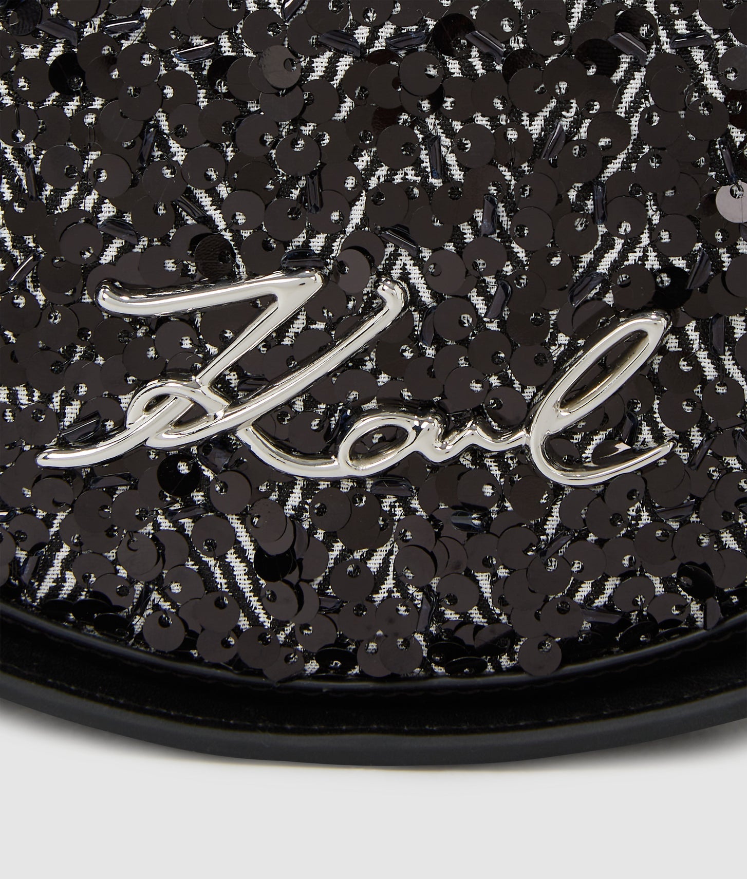 KarlLagerfeld Ksignature Sequin Round Crossbody Bag Herringbone Sequins