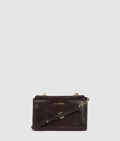 KarlLagerfeld Kautograph Glossy Crossbody Bag Tobacco