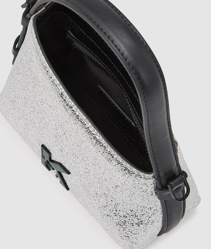 KarlLagerfeld Geo Shiny Mini Top Handle Bag Silver