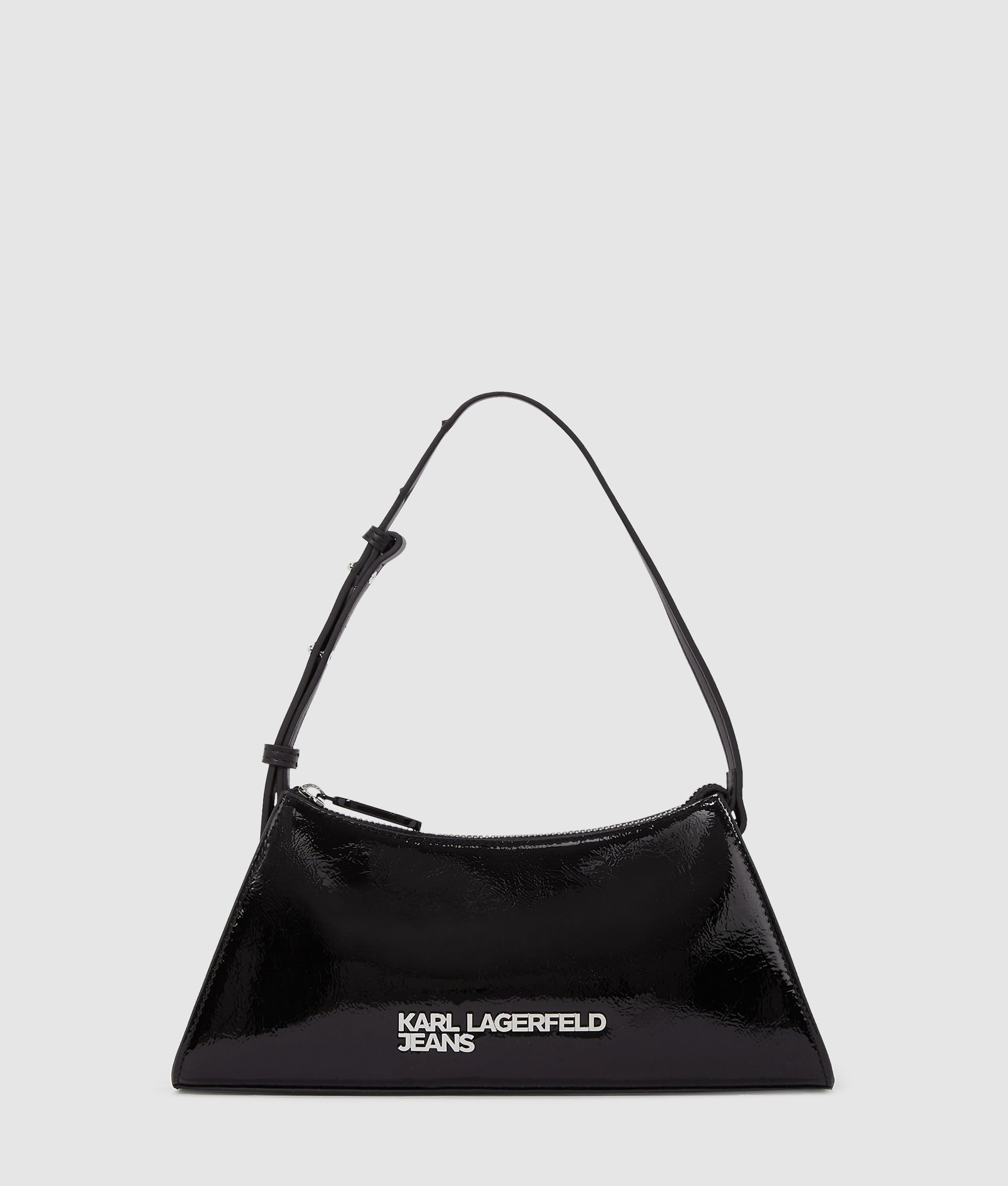KarlLagerfeld Logo Geo Shiny Shoulder Bag Black
