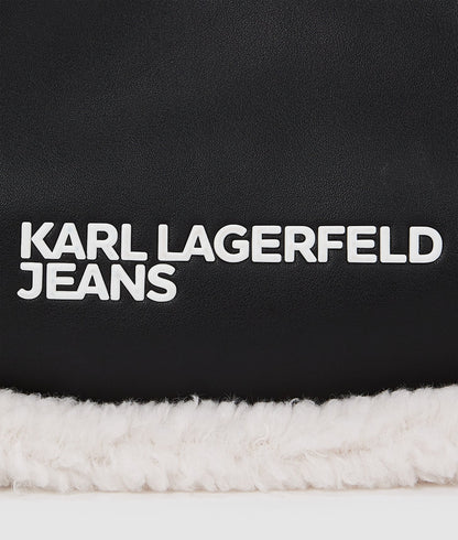 KarlLagerfeld Shearling Moon Shoulder Bag Black/White