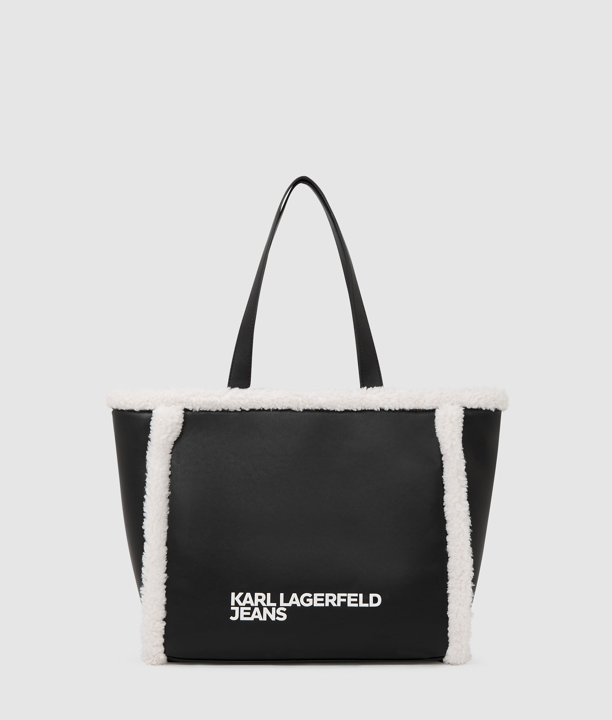 KarlLagerfeld Faux-Shearling Tote Bag Black/White