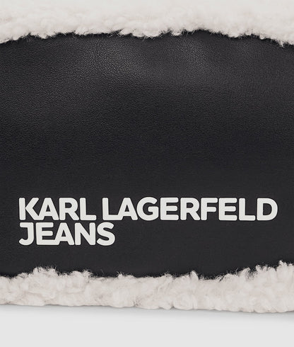 KarlLagerfeld Shearling Crossbody Camera Bag Black/White