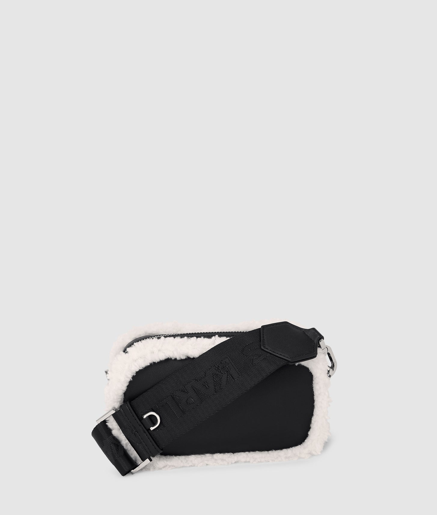 KarlLagerfeld Shearling Crossbody Camera Bag Black/White
