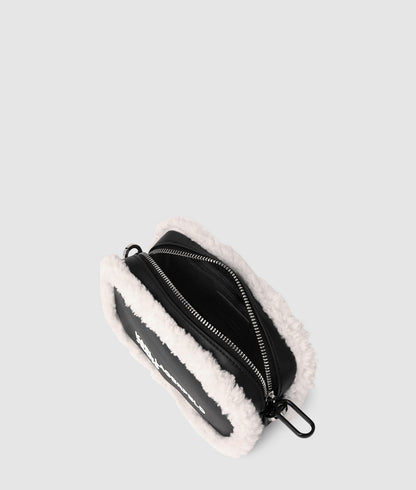 KarlLagerfeld Shearling Crossbody Camera Bag Black/White