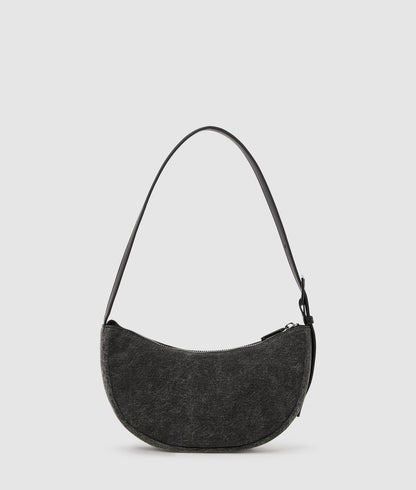 KarlLagerfeld Denim Moon Shoulder Bag Visual Washed Black