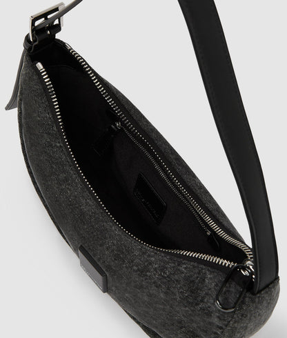 KarlLagerfeld Denim Moon Shoulder Bag Visual Washed Black