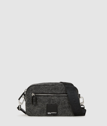 KarlLagerfeld Denim Crossbody Camera Bag Visual Washed Black