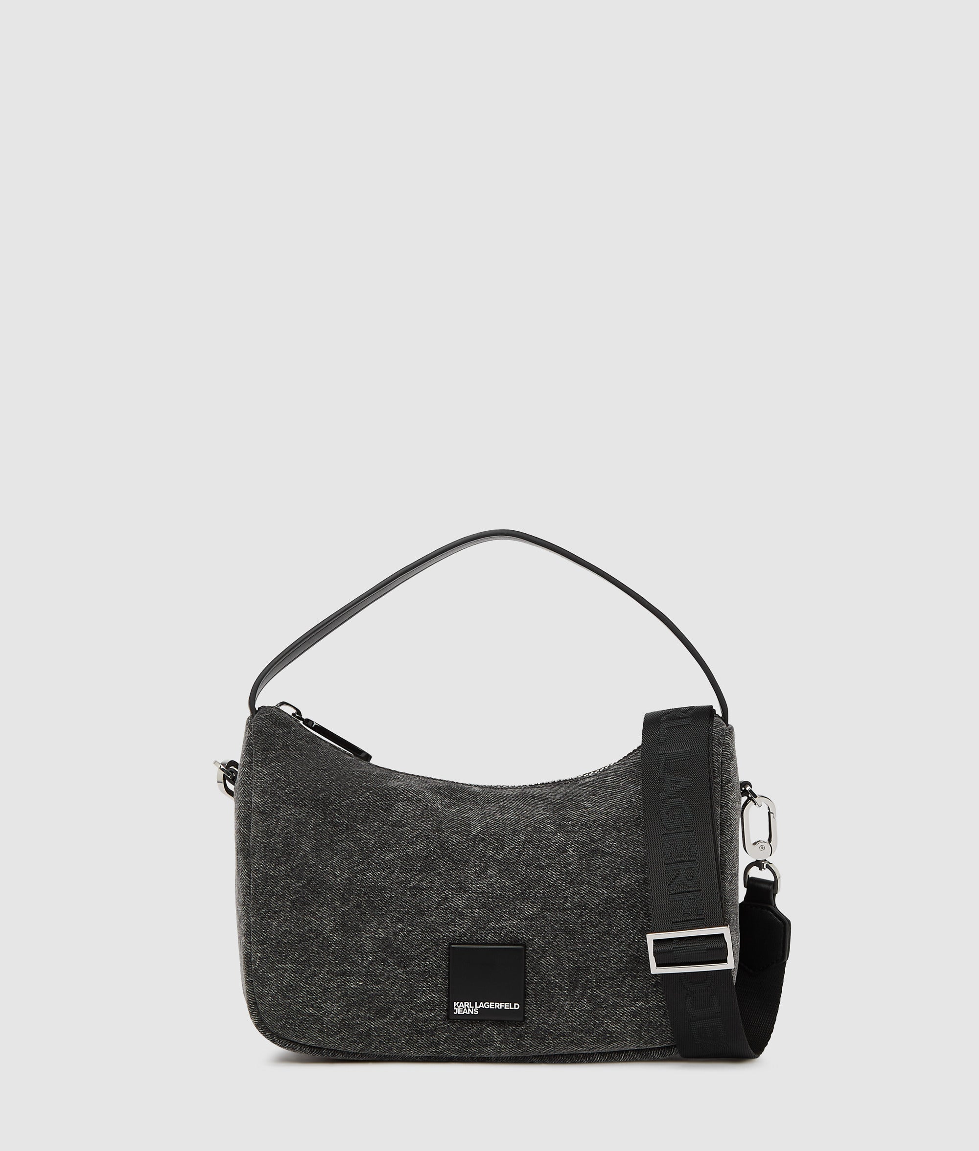 KarlLagerfeld Denim Mini Hobo Bag Visual Washed Black