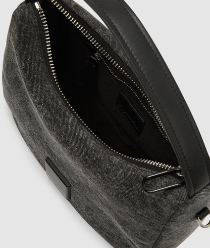 KarlLagerfeld Denim Mini Hobo Bag Visual Washed Black