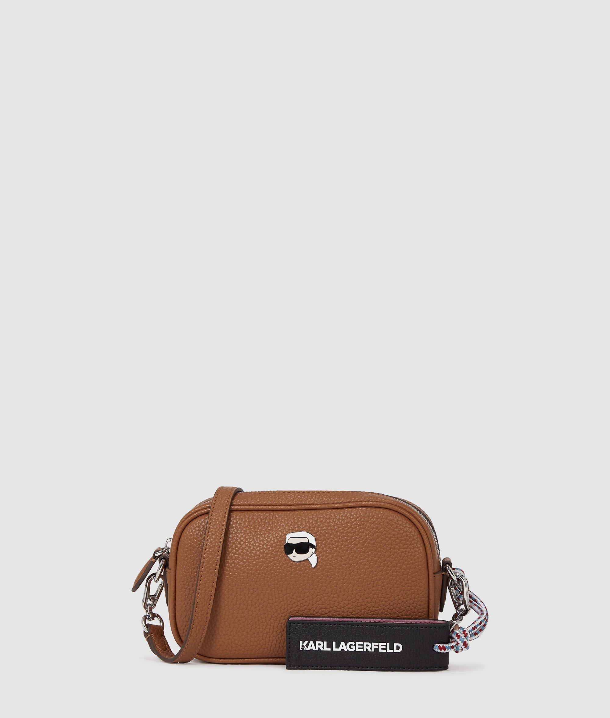 KarlLagerfeld Ikon Pebble Camera Bag Dark Tan
