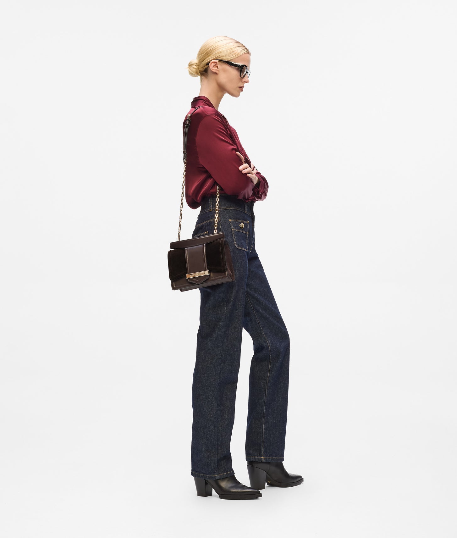 KarlLagerfeld Knova Suede Shoulder Bag Tobacco