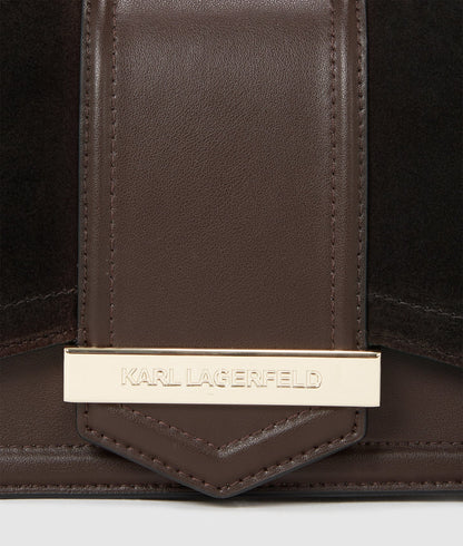 KarlLagerfeld Knova Suede Shoulder Bag Tobacco