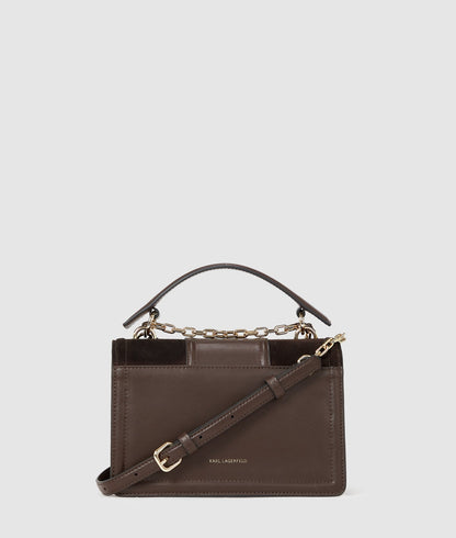 KarlLagerfeld Knova Suede Shoulder Bag Tobacco