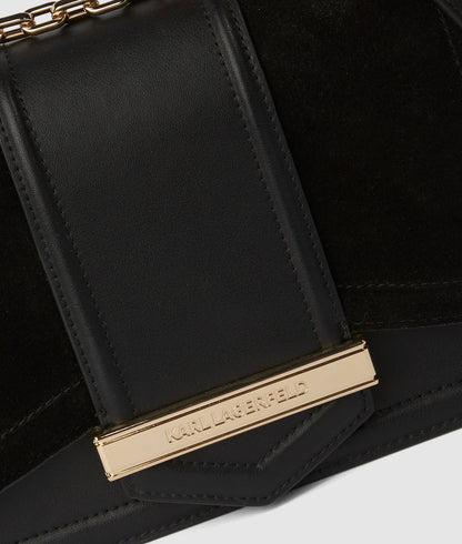 KarlLagerfeld Knova Suede Shoulder Bag Black/Gold