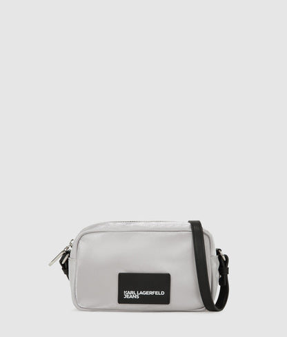 KarlLagerfeld Metallic Nylon Camera Bag Silver