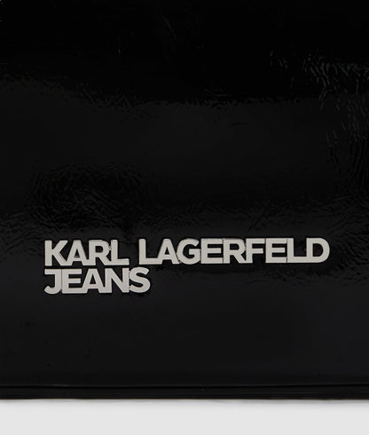 KarlLagerfeld Logo Shiny Shoulder Bag Black