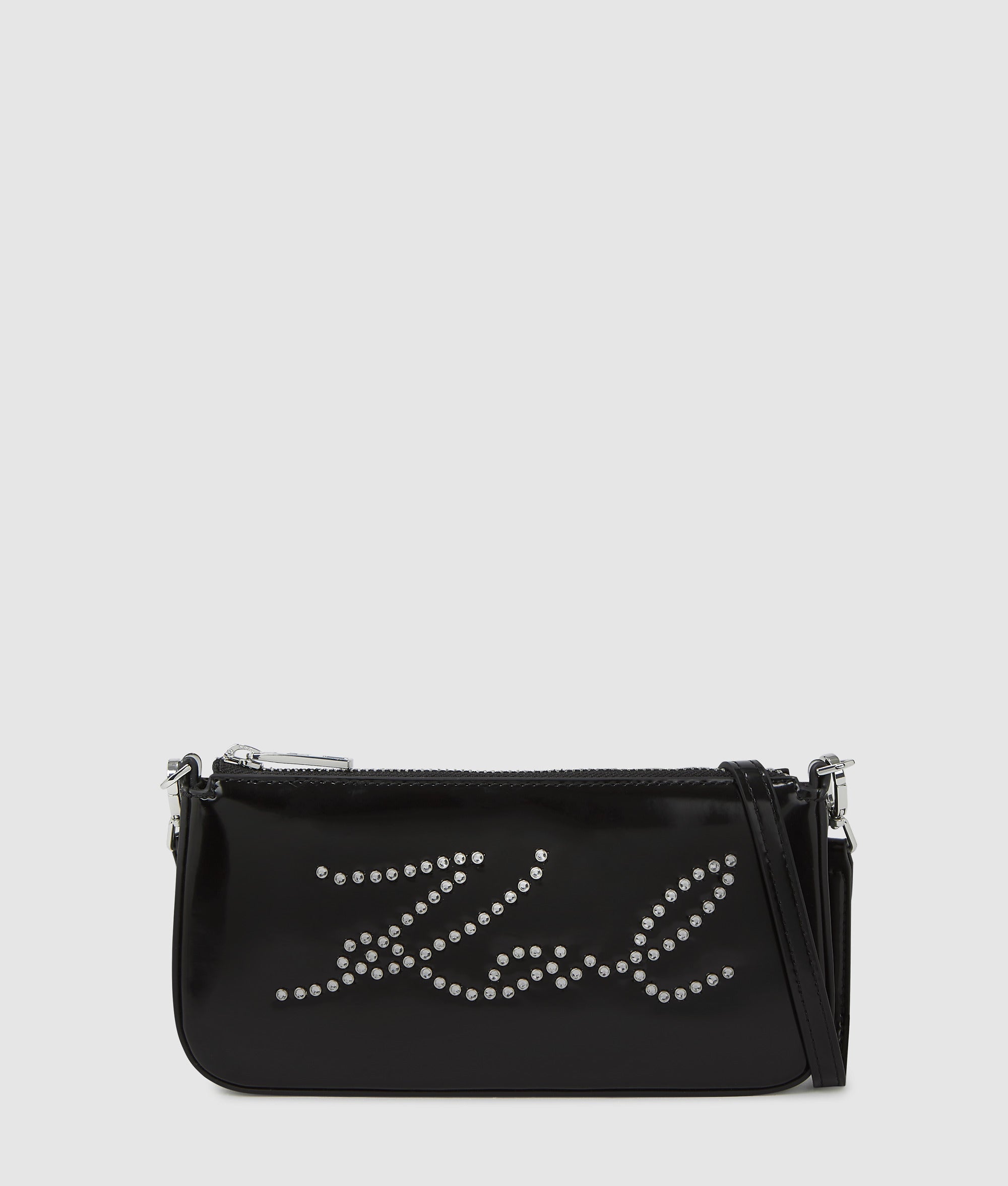 KarlLagerfeld Ksignature Studs Crossbody Pouch Black-Nickel