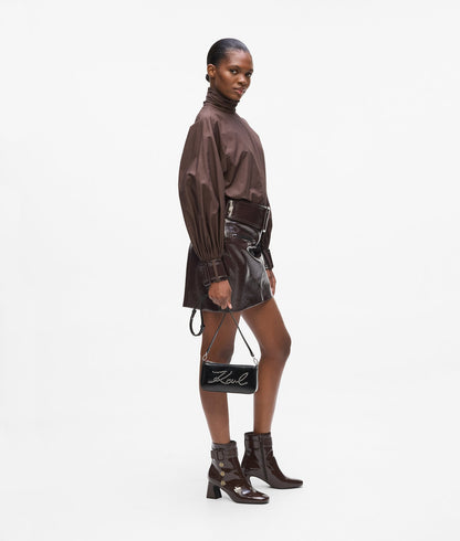 KarlLagerfeld Ksignature Studs Crossbody Pouch Black-Nickel