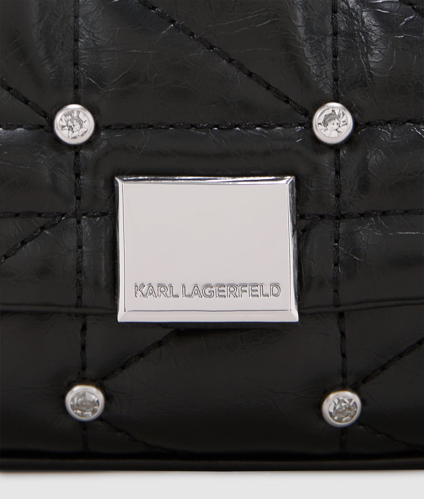 KarlLagerfeld Kkuilt Rhinestone Nano Bag Black Embellishment