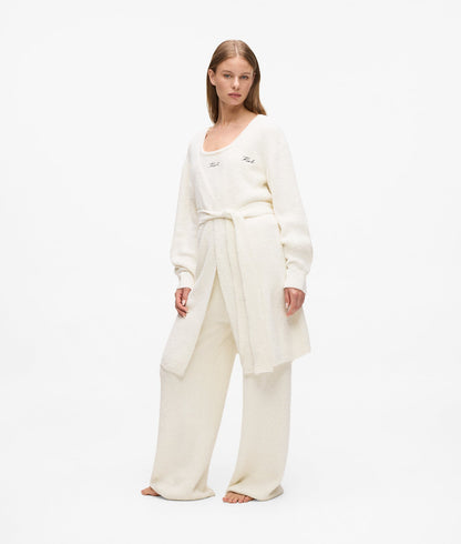 Karl Lagerfeld Signature Fleece Lounge Cardigan Cannoli Cream