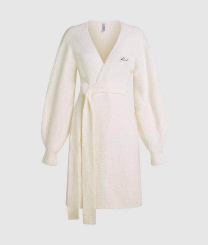 Karl Lagerfeld Signature Fleece Lounge Cardigan Cannoli Cream