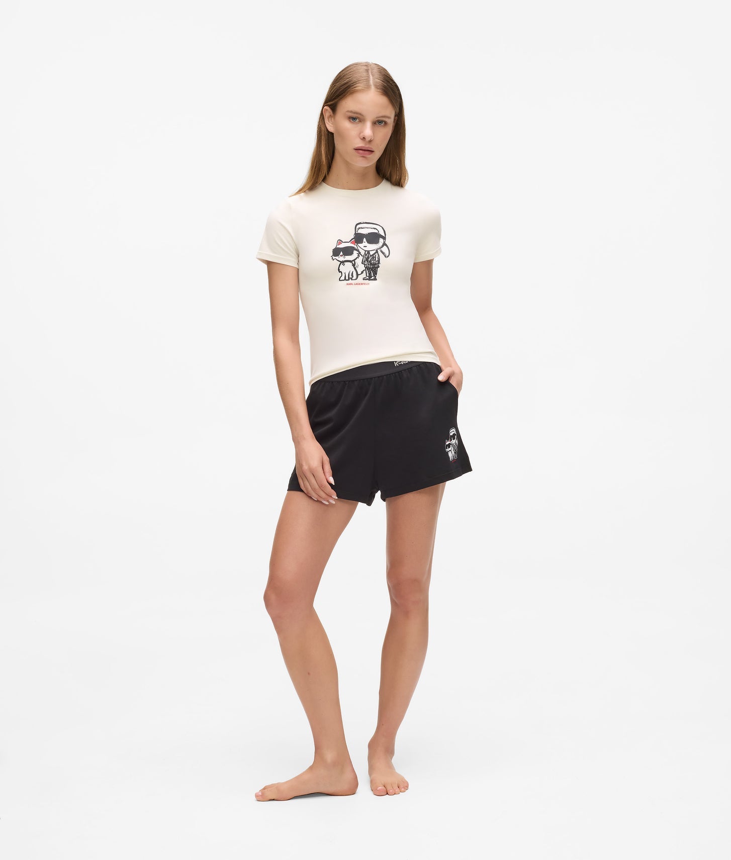 Karl Lagerfeld Ikon Pajama T-Shirt Cannoli Cream