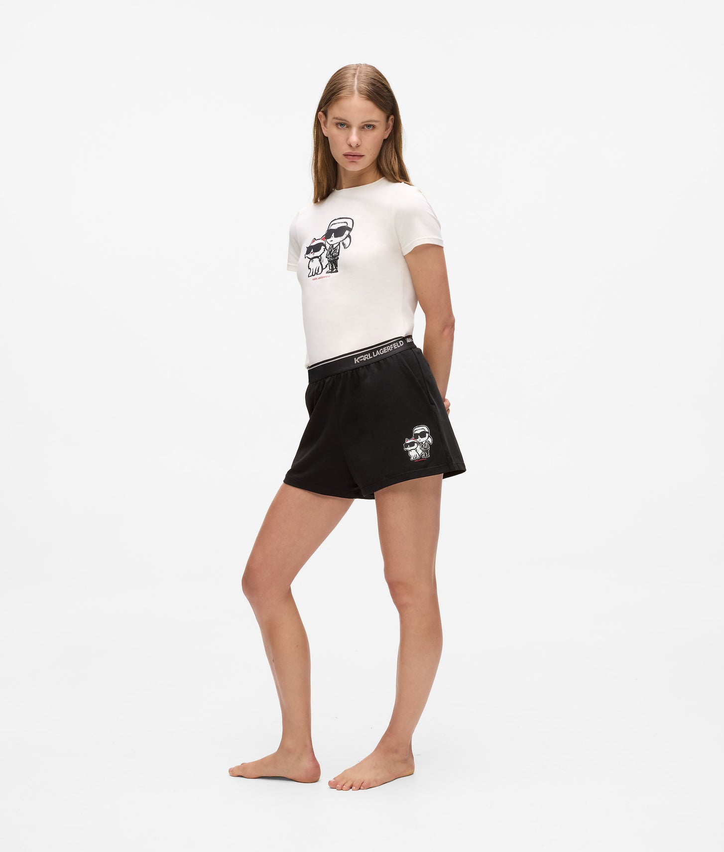 Karl Lagerfeld Ikon Pajama Shorts Black