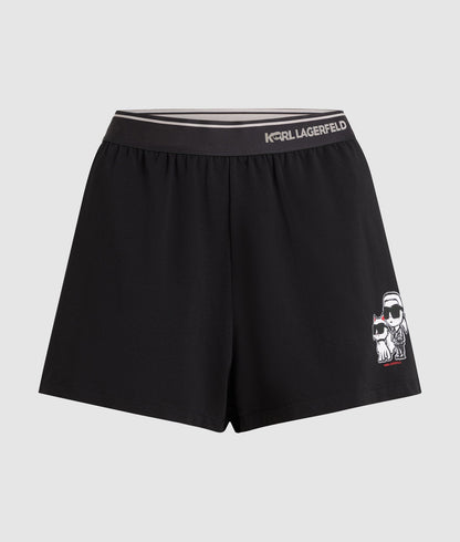 Karl Lagerfeld Ikon Pajama Shorts Black