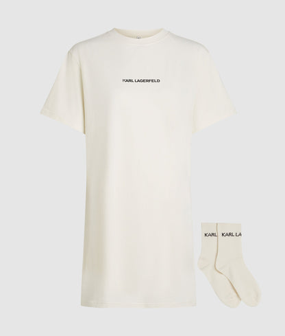 Karl Lagerfeld Logo Pajama Gift Set Cannoli Cream