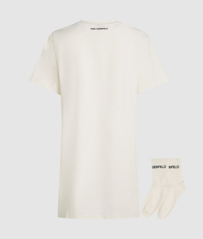Karl Lagerfeld Logo Pajama Gift Set Cannoli Cream