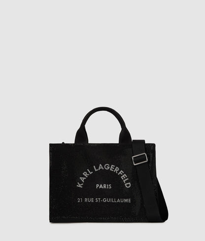 KarlLagerfeld Rue St-Guillaume Rhinestone Tote Bag Black Embellishment