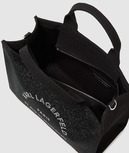 KarlLagerfeld Rue St-Guillaume Rhinestone Tote Bag Black Embellishment