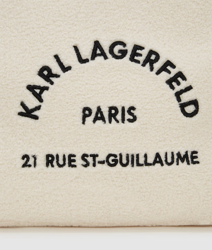 KarlLagerfeld Rue St-Guillaume Faux-Shearling Tote Bag Off White