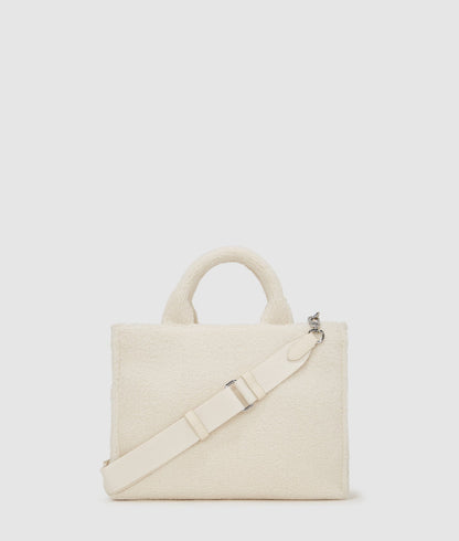 KarlLagerfeld Rue St-Guillaume Faux-Shearling Tote Bag Off White