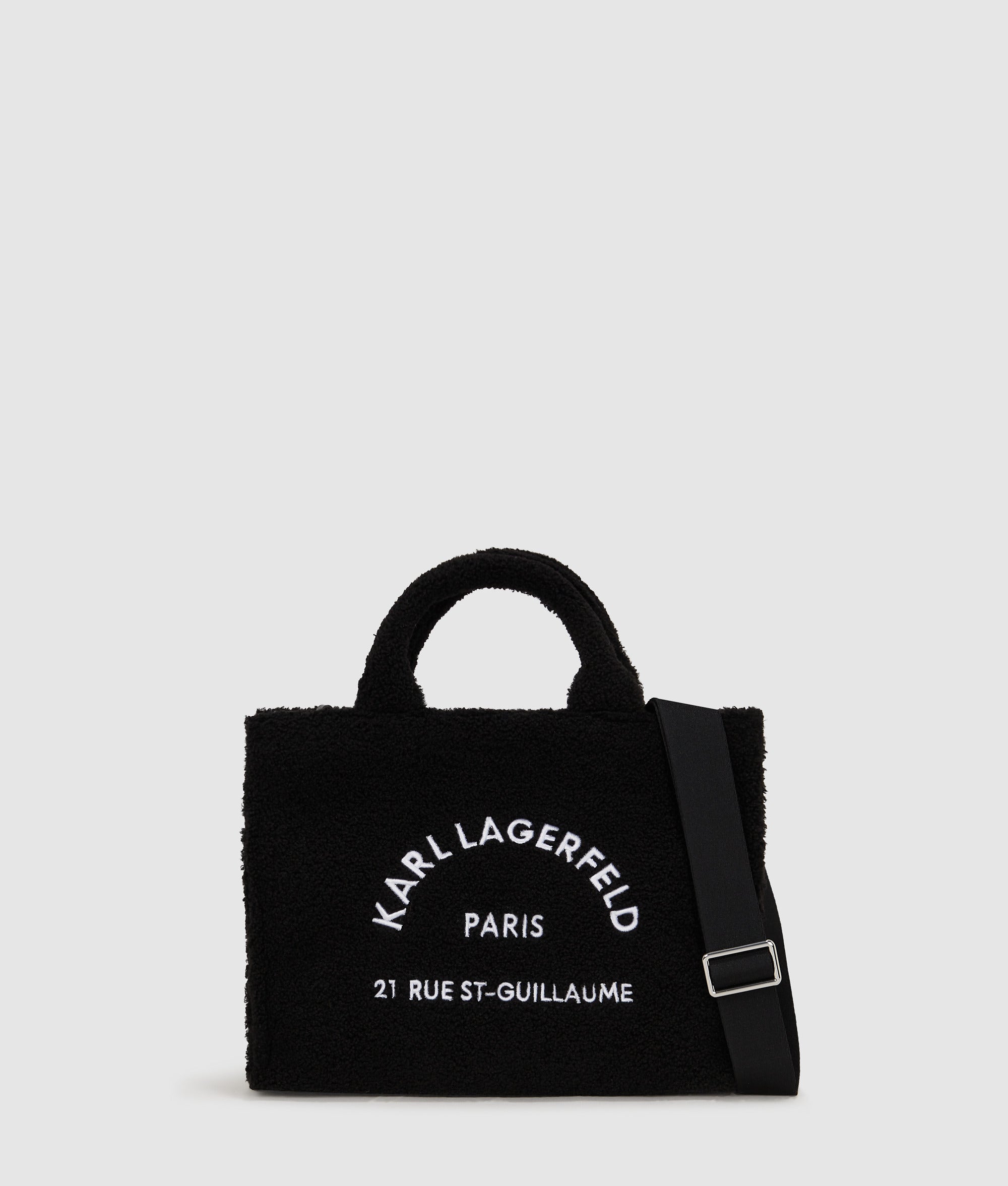 KarlLagerfeld Rue St-Guillaume Shearling Tote Bag Black